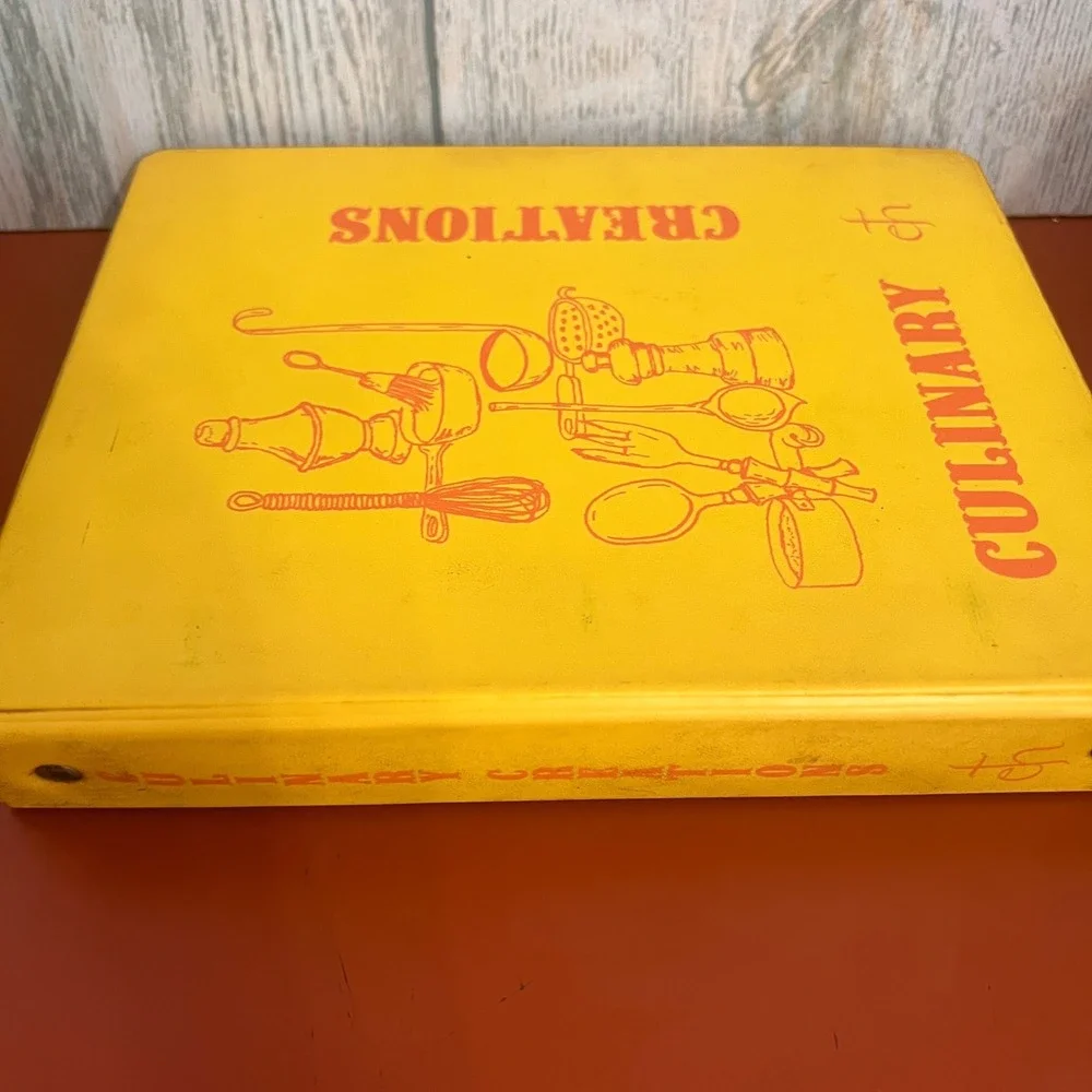 Vintage Culinary Creations Yellow Binder Cookbook Recipes Mid Century Kitchen